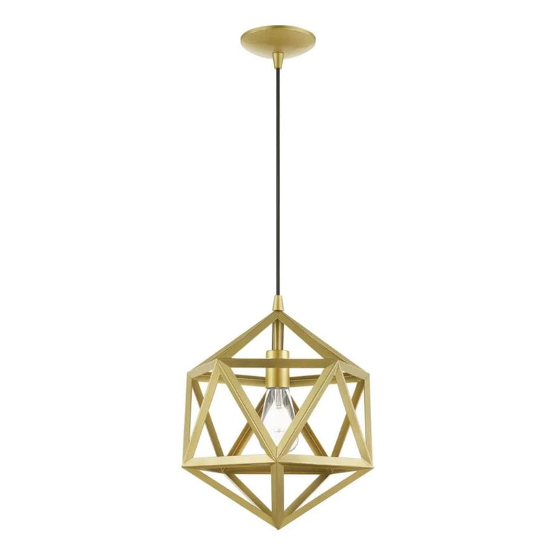 1 Pc Hexagon Gloss Golden Elegant Pendant Light