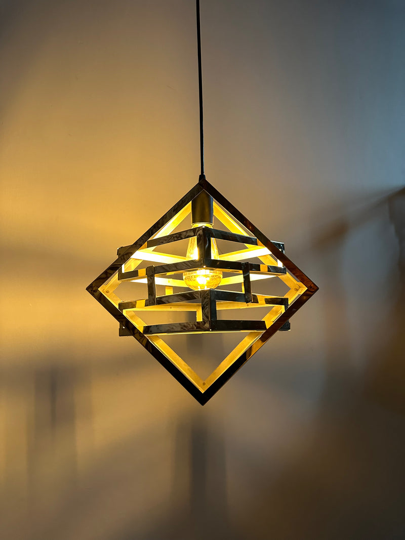 1 Pc Spade Design Gloss Golden Metal Pendant Light