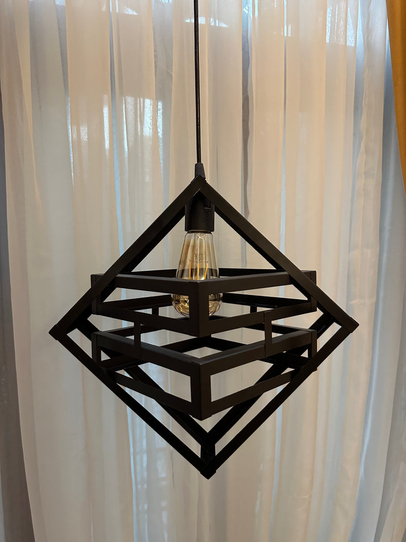 1 Pc Spade Design Matte Black Metal Pendant Light