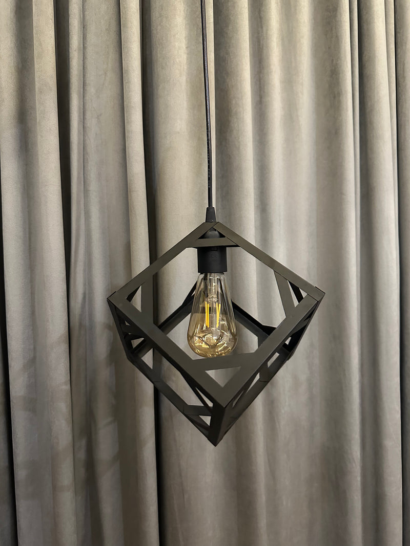 1 Square Striped Metal Pendant Light