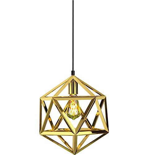 1 Pc Hexagon Gloss Golden Elegant Pendant Light