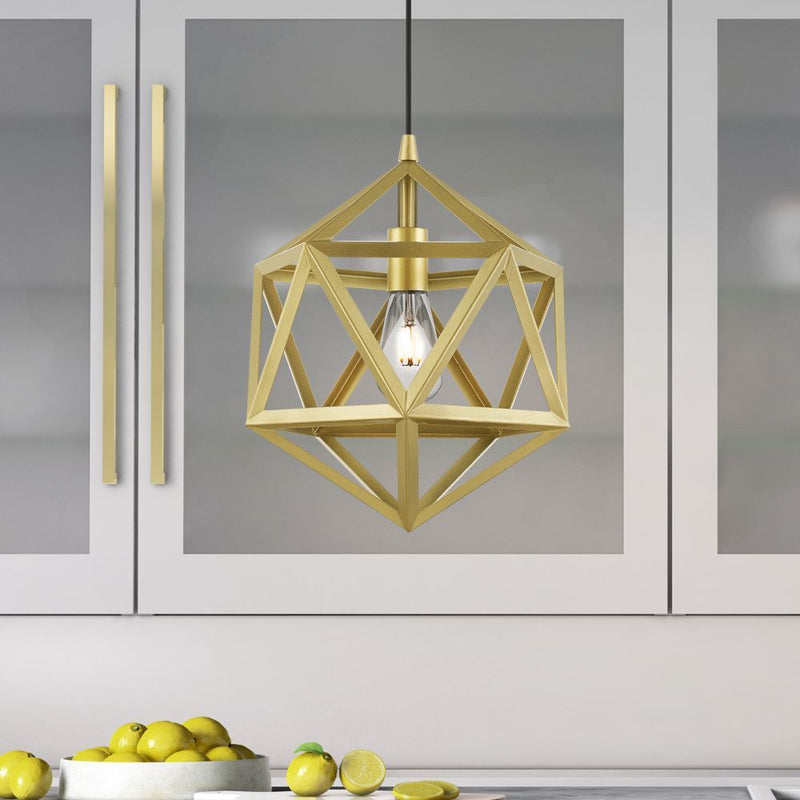 1 Pc Hexagon Gloss Golden Elegant Pendant Light