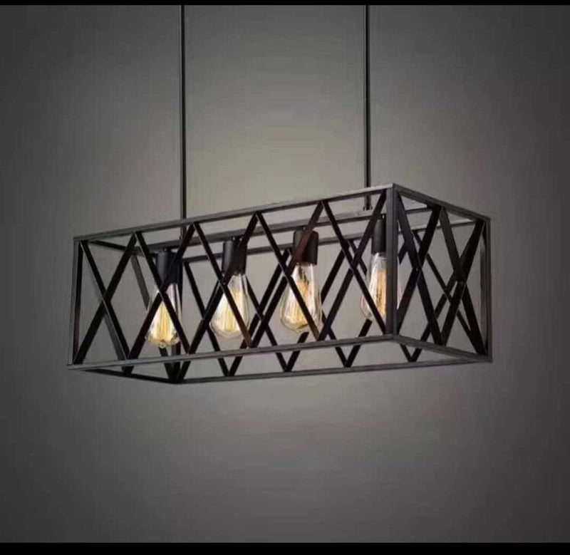 5 in 1 Chandelier Matte Black Pendant Light