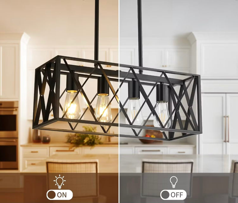 5 in 1 Chandelier Matte Black Pendant Light