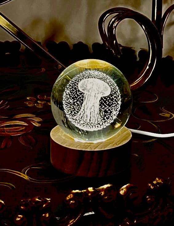 3D Engraved Jelly Fish Crystal Lamp Night Light