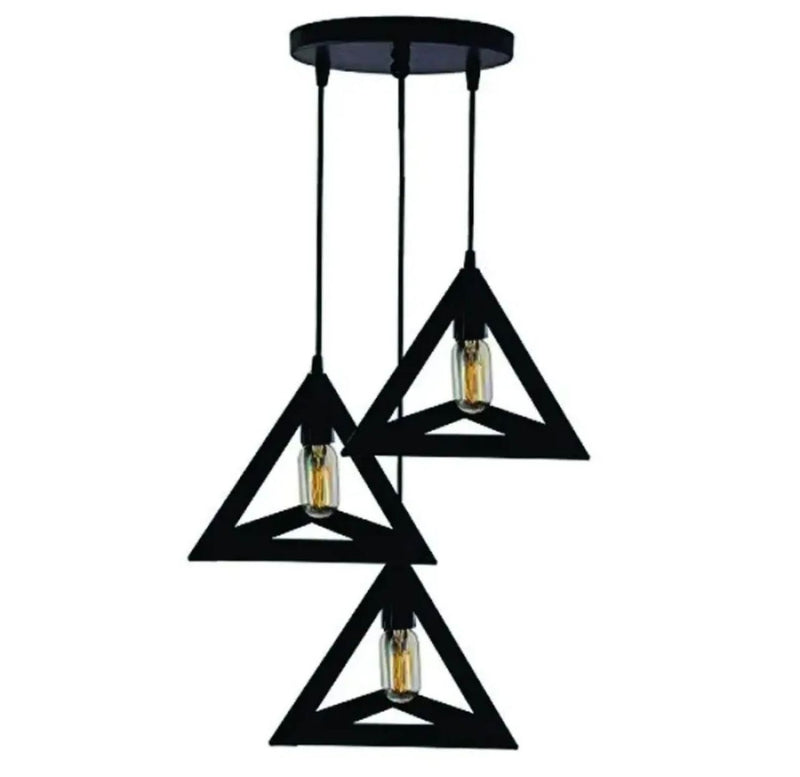 3 in 1 Triangle Matte Black Easy to Install Metal Pendant Light