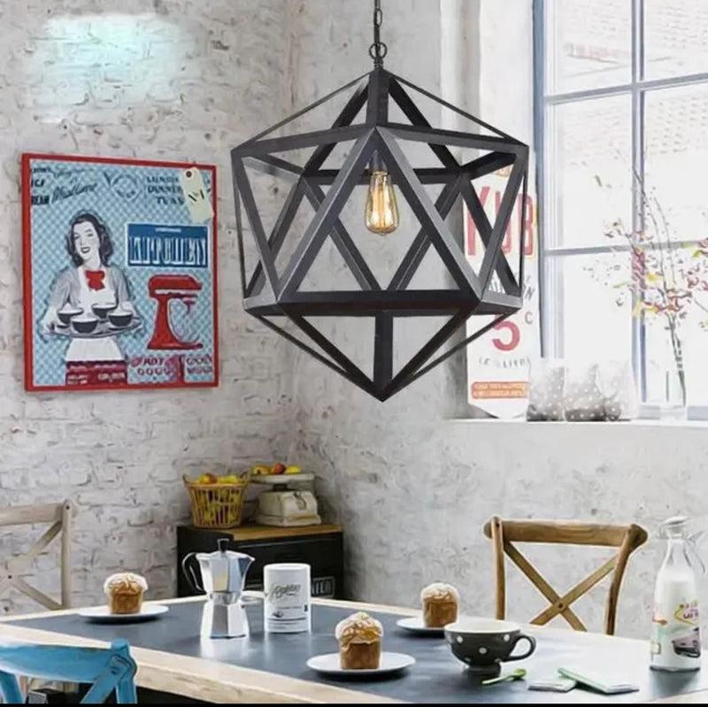 1 Pc Hexagon Matte Black Elegant Pendant Light