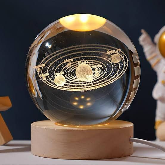 3D Engraved Solar Planet Crystal Lamp Night Light